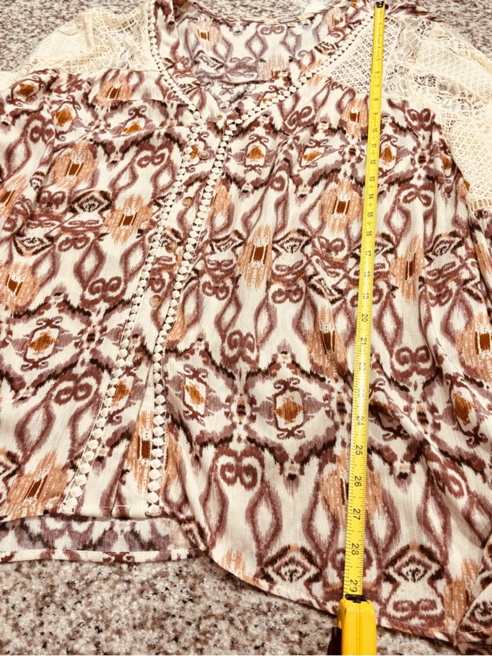 Gimmicks BKE Cream Brown Crochet Lace Boho Lightweight Western Rodeo Festival - Picture 15 of 16